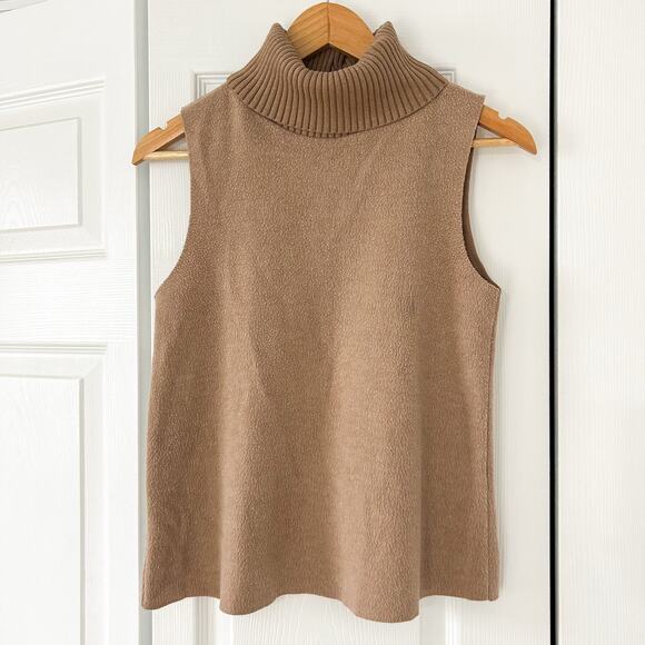 ZARA Tan Knit Sleeveless Turtleneck Lounge Set Two Piece Pants Outfit EUC S - Picture 9 of 13